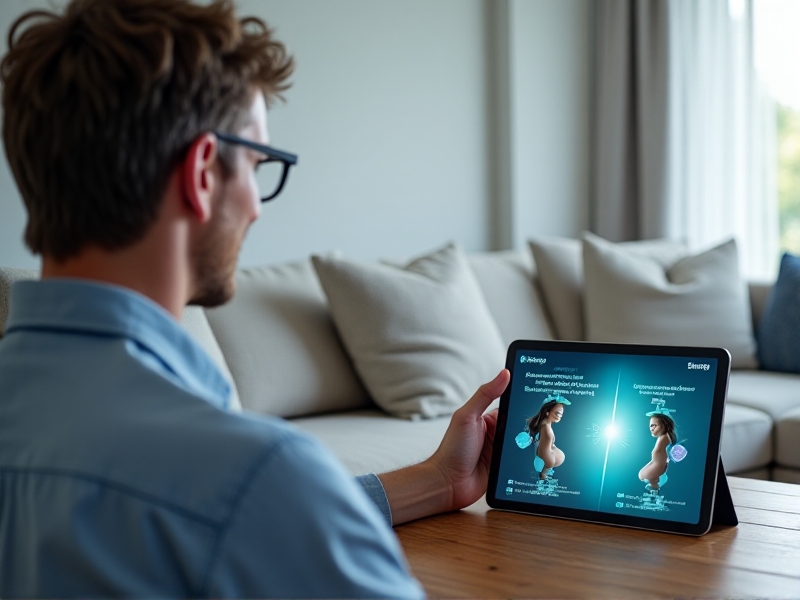 A participant watching an instructional video on a tablet, with clear visuals and step-by-step guidance on how to safely use a float tank, ensuring they are well-prepared for their session.
